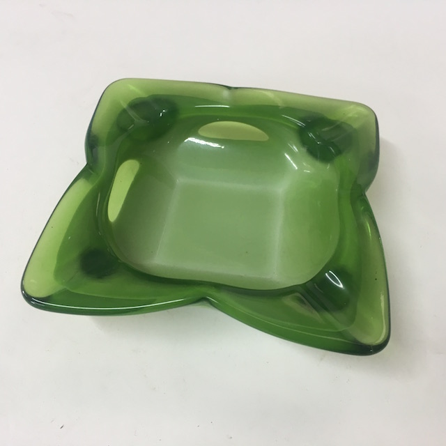 ASHTRAY, Glass - Opaque Green Square
